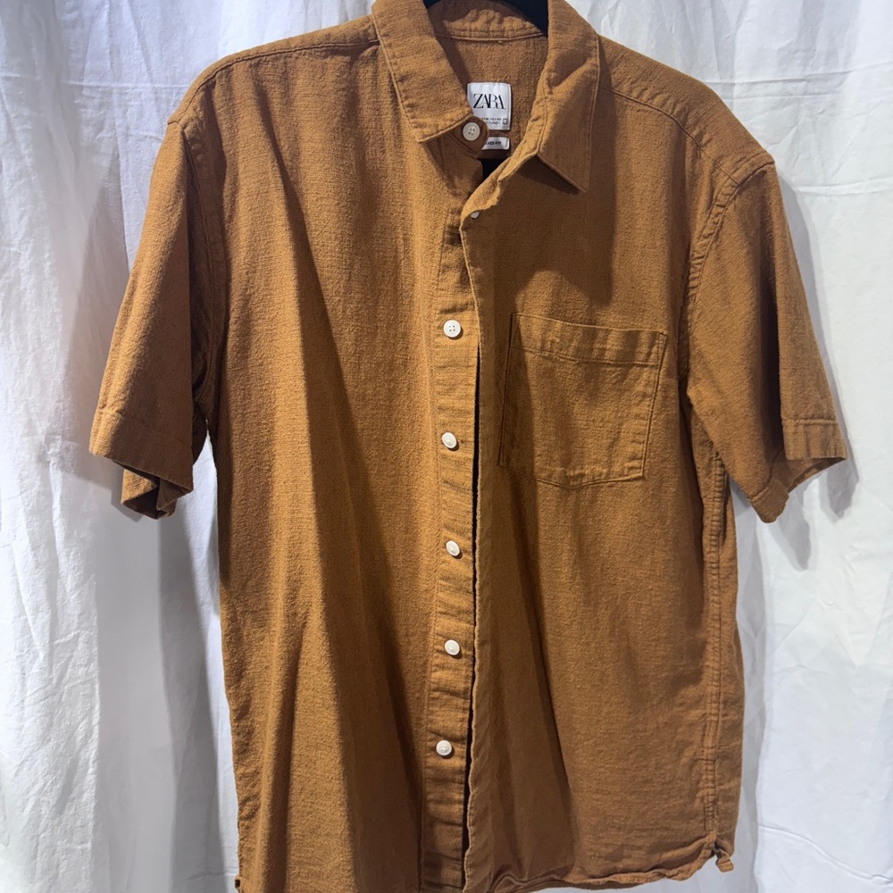 Zara Men's Mustard Shirt